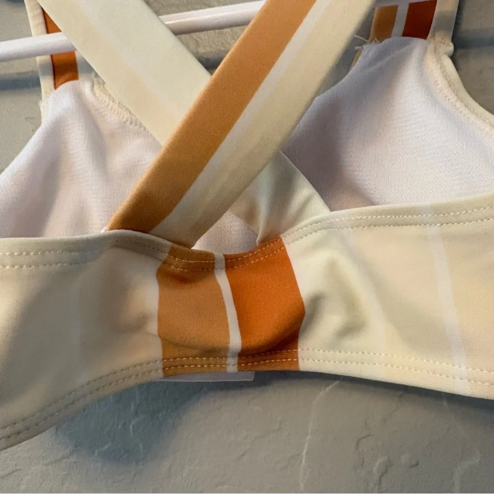 Roco Swim neutral striped cross back bikini two piece swimsuit size 12-18 months